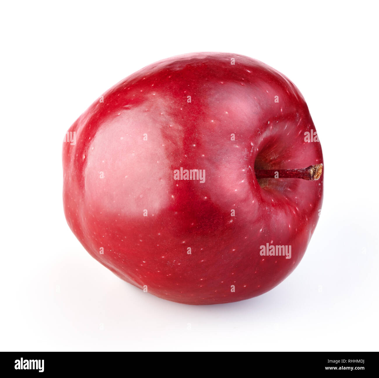 Single reife rote Apfel auf weißem Hintergrund Stockfoto