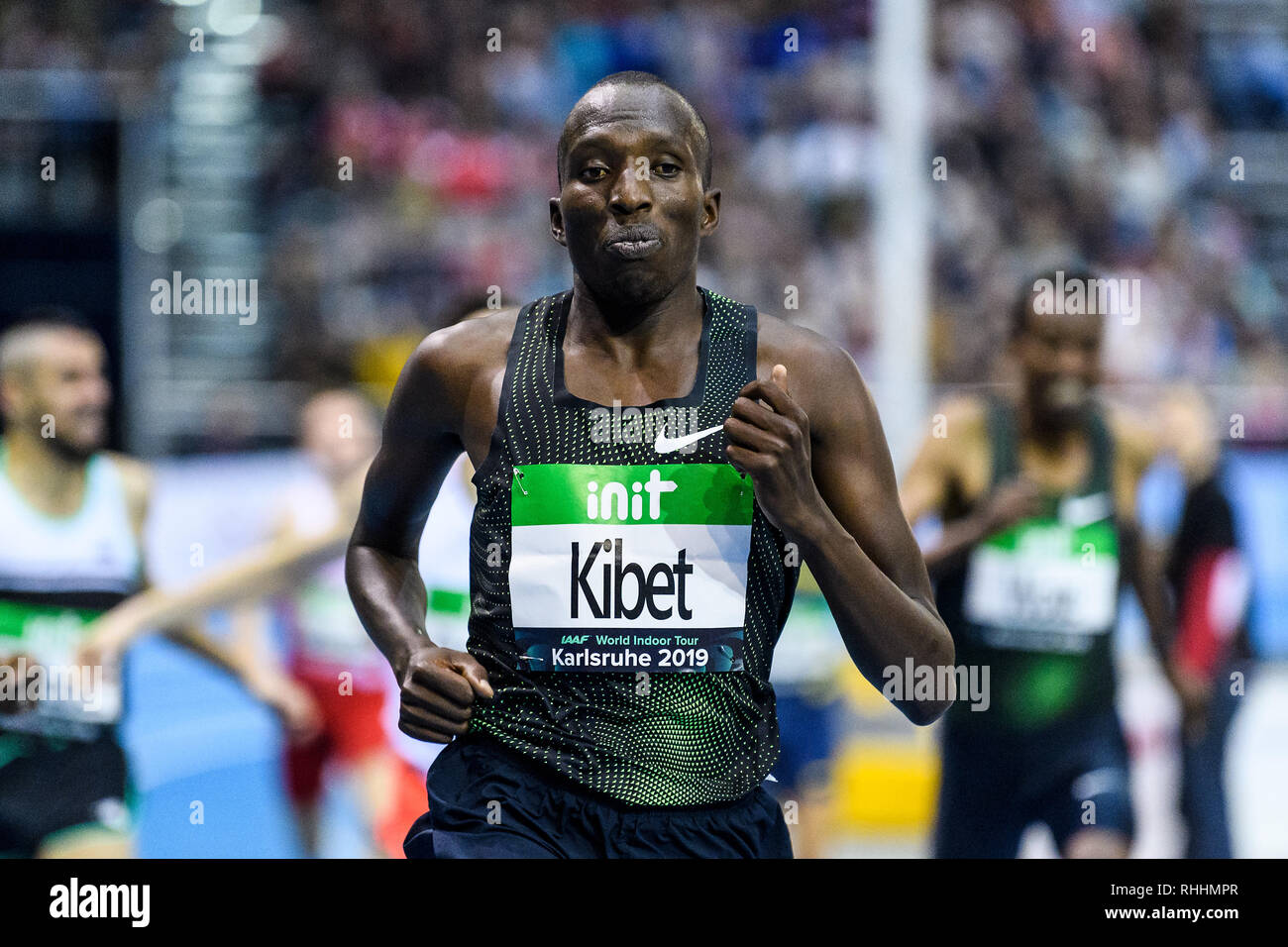 Karlsruhe, Deutschland. 02 Feb, 2019. 1500 m Männer: Sieger Vincent Kibet (KEN). GES/Leichtathletik/IAAF Indoormeeting Karlsruhe, 02.02.2019 | Verwendung der weltweiten Kredit: dpa/Alamy leben Nachrichten Stockfoto