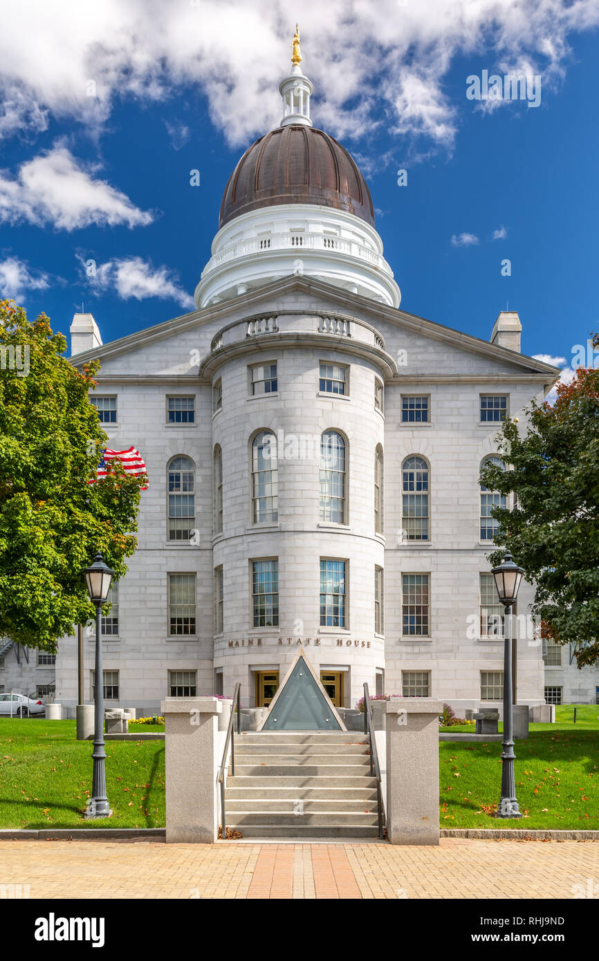 Maine State House, in Augusta, an einem sonnigen Tag. Stockfoto
