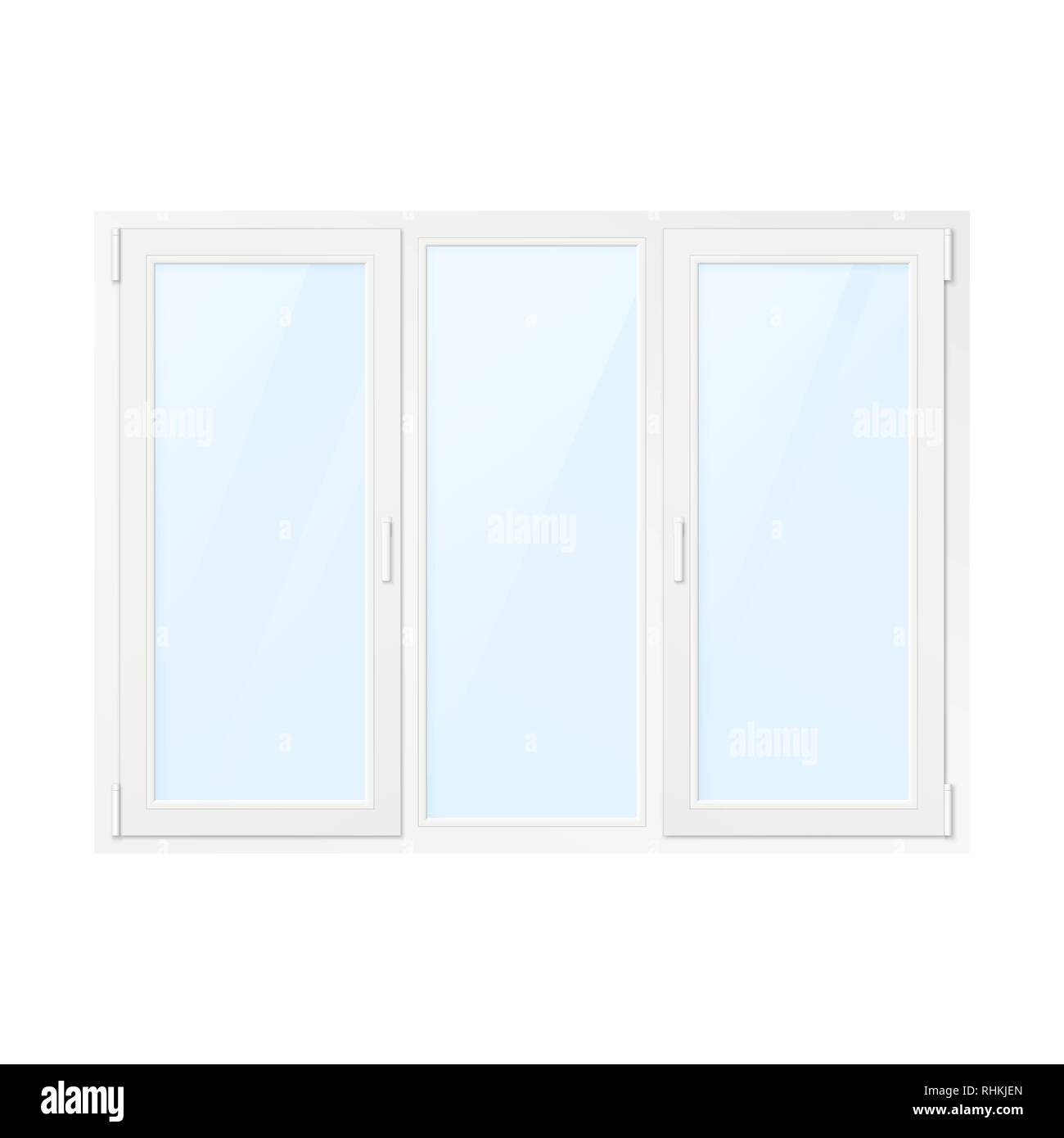 Weißer Kunststoff Fenster. Fenster Vorderansicht. Vector Illustration isoliert auf weißem Hintergrund Stock Vektor