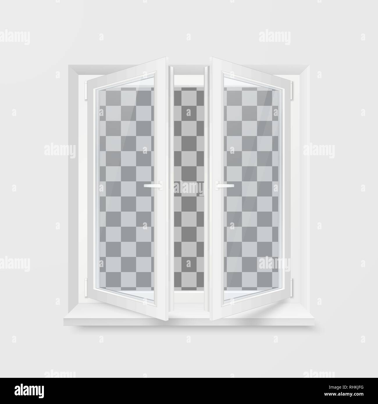 Weiß Büro Kunststoff Fenster. Fenster Vorderansicht. Vector Illustration Stock Vektor