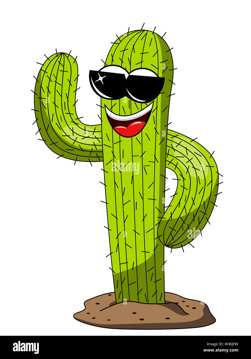 Cactus cartoon lustige Zeichen Vektor cooler Rock Gru auf Wei isoliert  Stockfotografie - Alamy