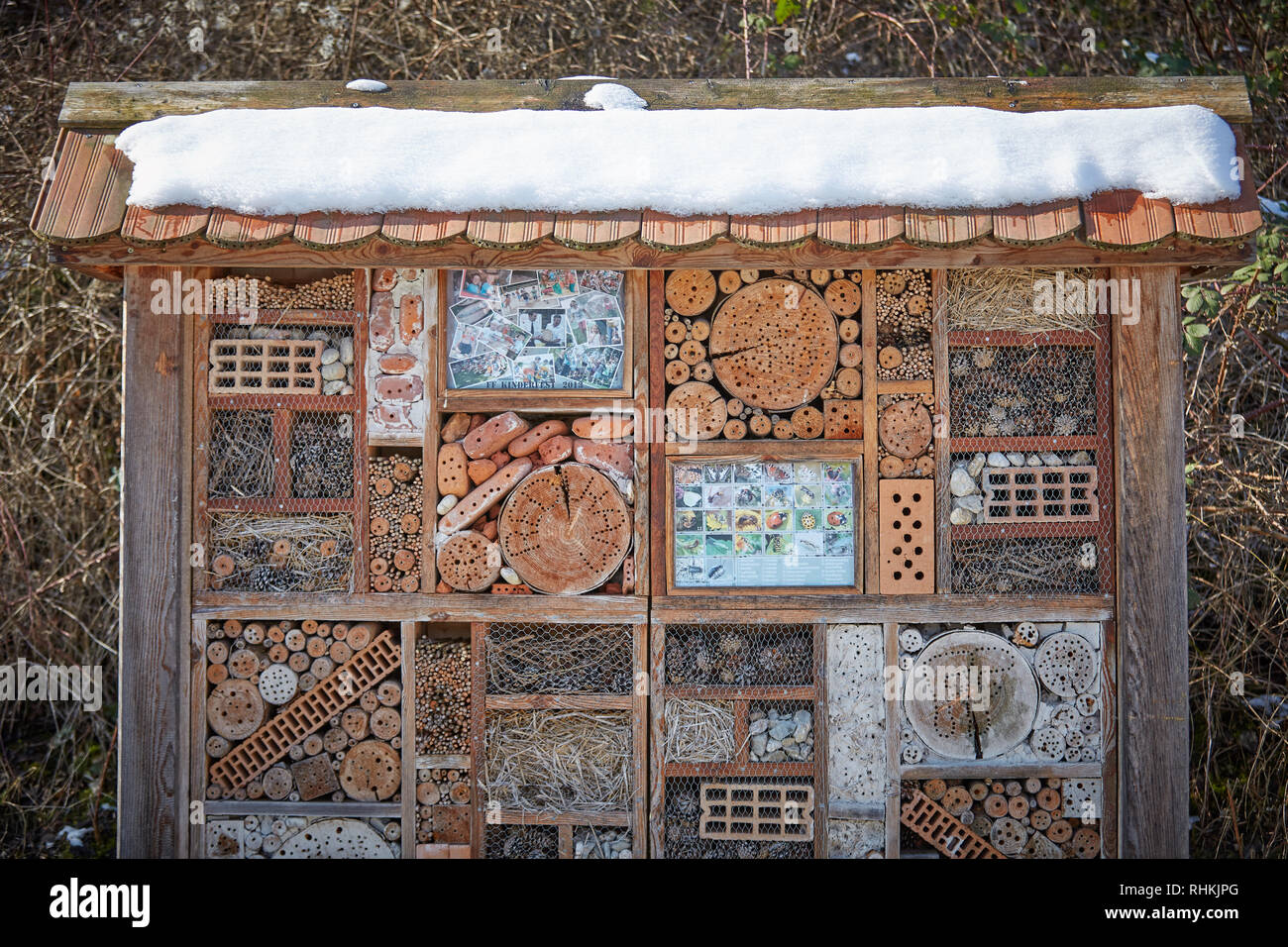 Insekt hotel Wood Art House Box insektenhotel Stockfoto