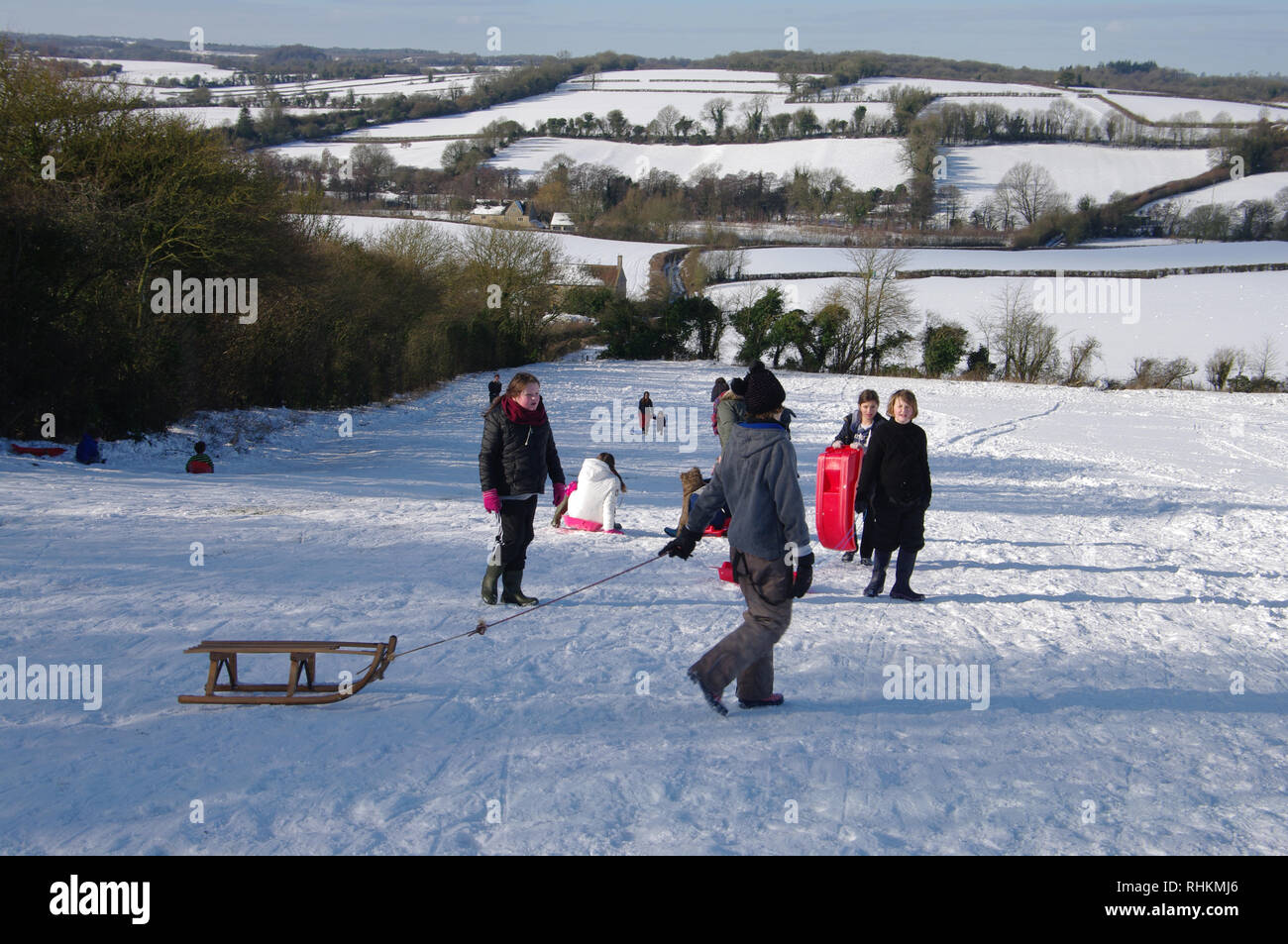 Winter auf egford Hill, Frome, Somerset Stockfoto