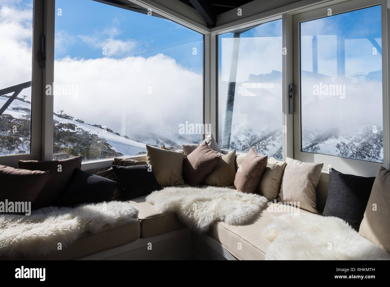 Blick von Ski House in Mt Hotham Stockfoto