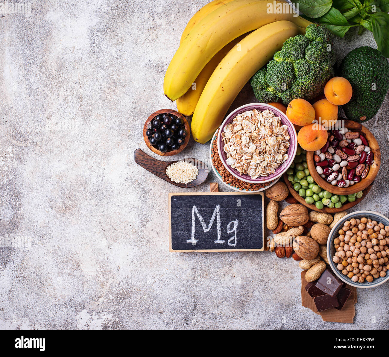 Sortiment von Lebensmitteln, Magnesium Stockfoto