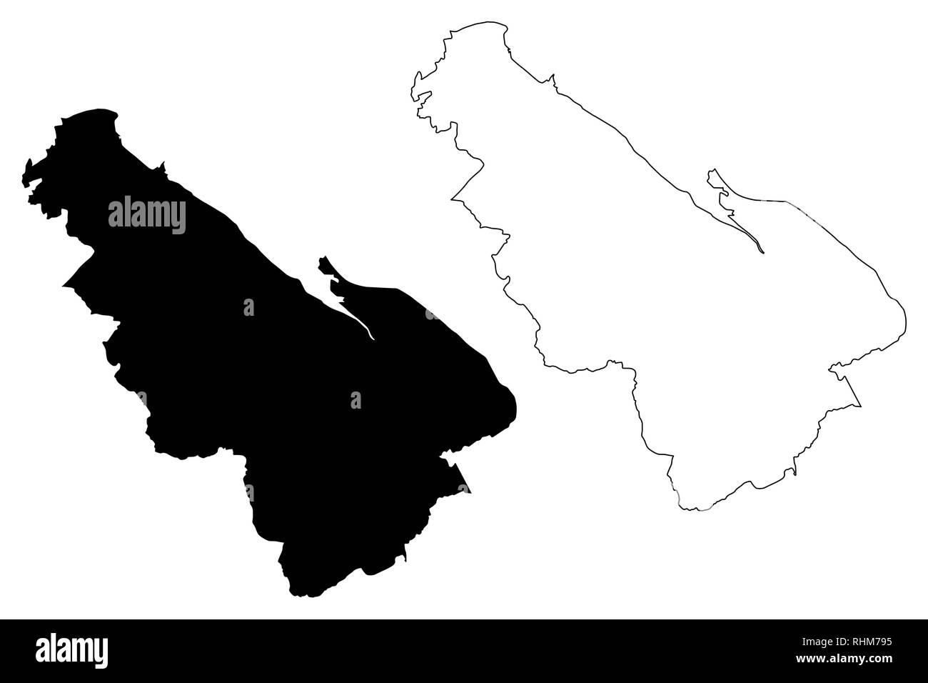 Flintshire (Vereinigtes Königreich, Wales, Cymru, Principal Gebieten von Wales) Karte Vektor-illustration, kritzeln Skizze Flintshire Karte Stock Vektor