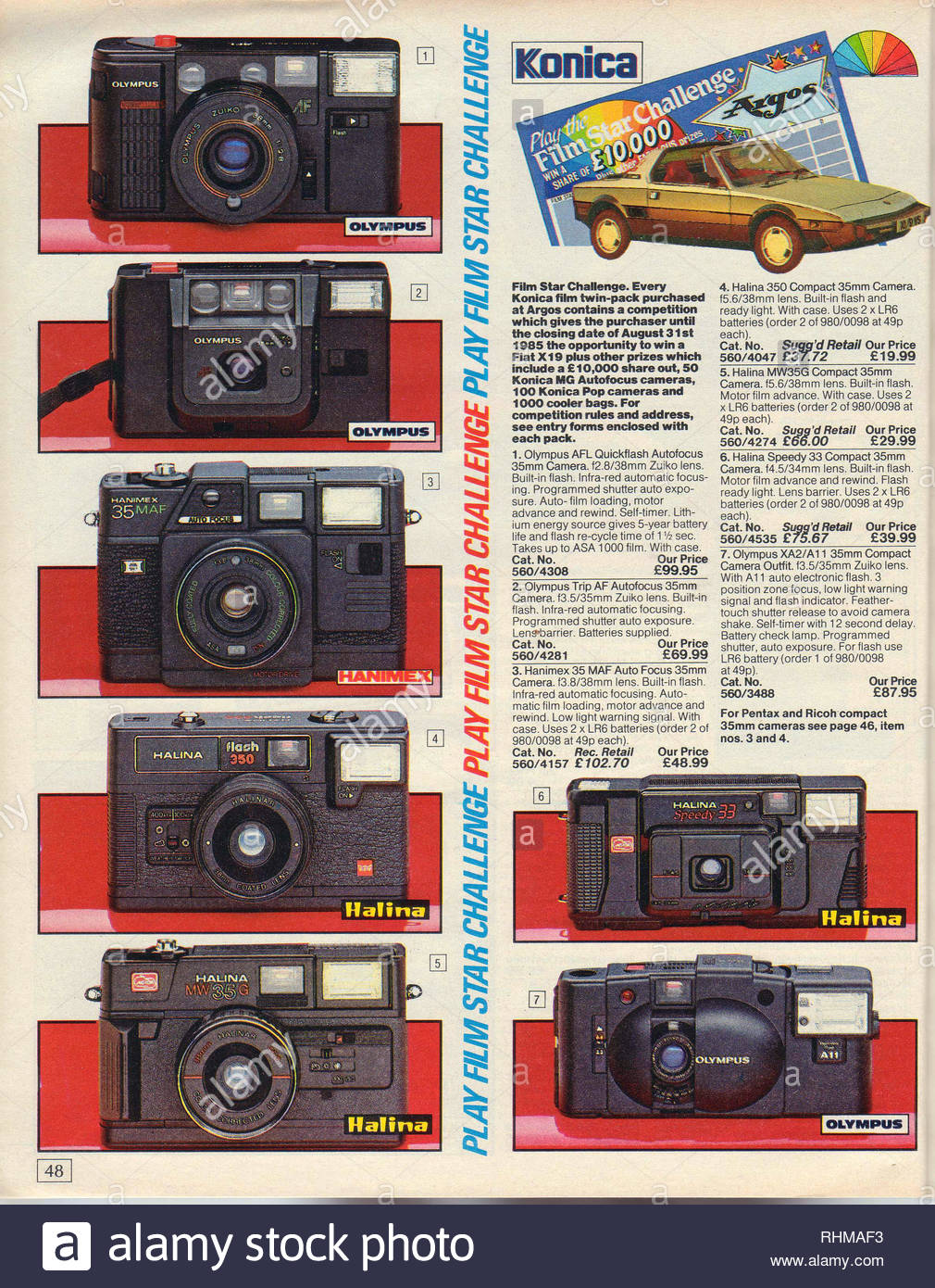 Vintage Kamera, Argos Katalog von 1985 Stockfoto