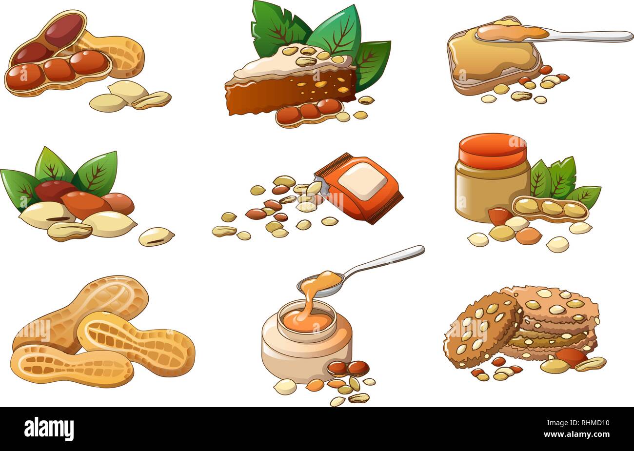 Peanut Symbole, Cartoon Stil Stock Vektor