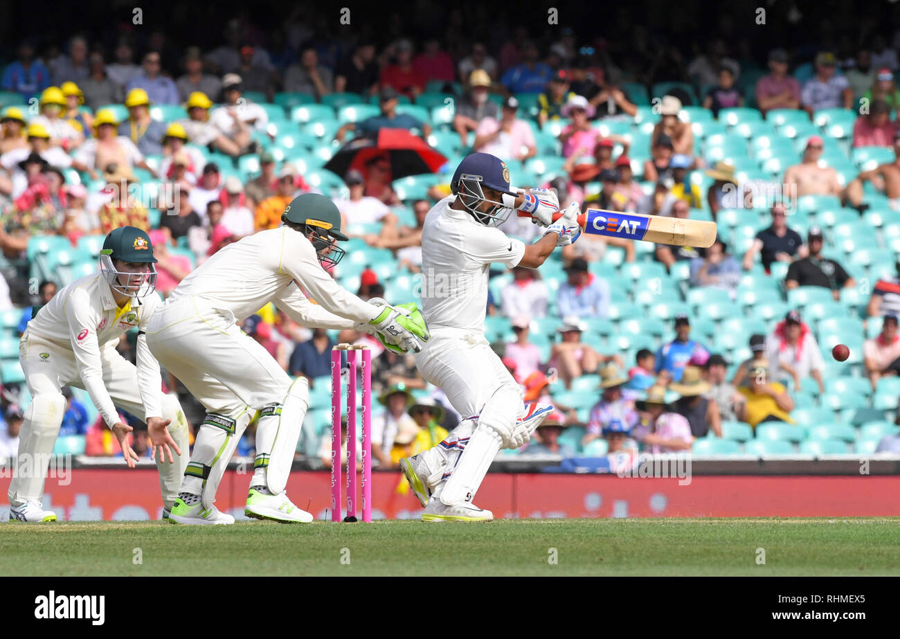 Indien dominiert der erste Tag der abschließenden Test gegen Australien durch ein Jahrhundert von Cheteshwar Pujara bietet: Ajinkya Rahane Wo: Sydney, Australien: 03 Jan 2019 Credit: WENN.com Stockfoto