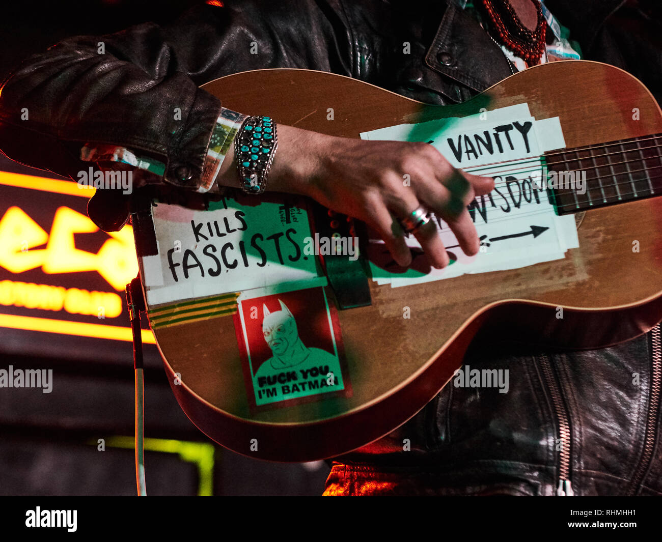 Micha P Hinson durchführen bei Sidecar Factory Club, Barcelona, Spanien. Foto: Mariano Anton. Januar 2019 Stockfoto