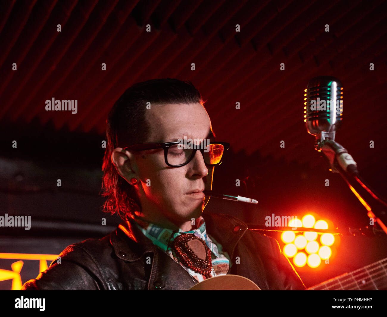 Micha P Hinson durchführen bei Sidecar Factory Club, Barcelona, Spanien. Foto: Mariano Anton. Januar 2019 Stockfoto