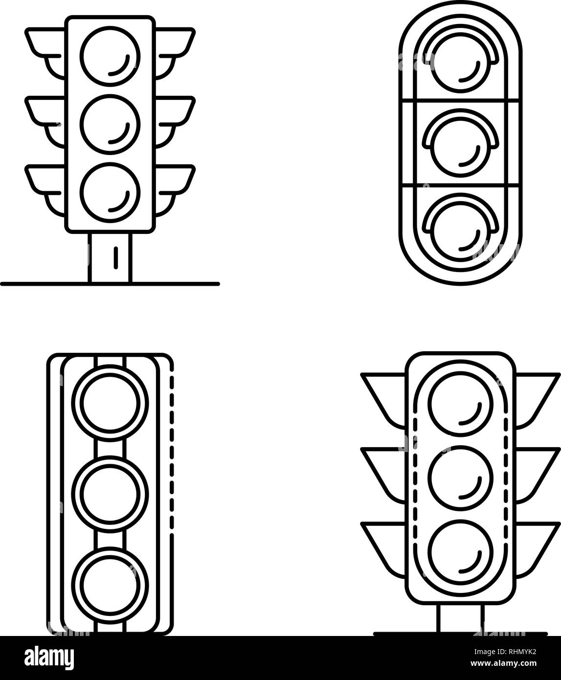 Ampel Symbole gesetzt, outline Style Stock Vektor