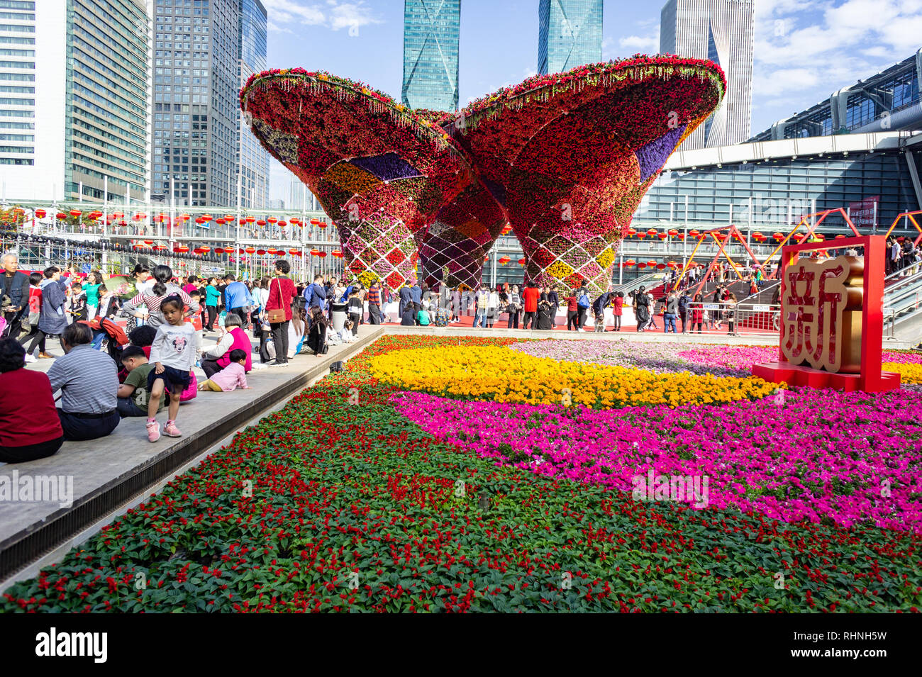 Große Blume Struktur auf der Chinesischen Neuen Jahres Blume Messe in Shenzhen, China Stockfoto
