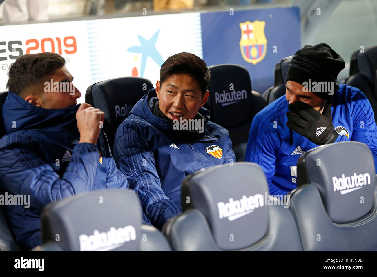 Barcelona, Spanien. Credit: D. 2 Feb, 2019. Lee Kang-In (Valencia) Fußball: der spanischen Primera Division "Liga Santander' Match zwischen dem FC Barcelona 2-2 Valencia CF im Camp Nou Stadion in Barcelona, Spanien. Credit: D. Nakashima/LBA/Alamy leben Nachrichten Stockfoto