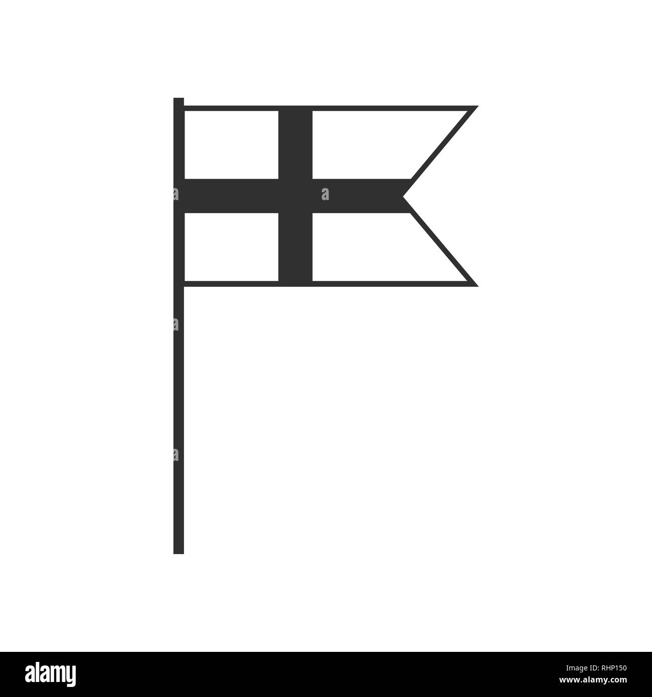 Schweden oder Dänemark oder Finnland Flagge Symbol in schwarzer Umriss flache Bauform. Tag der