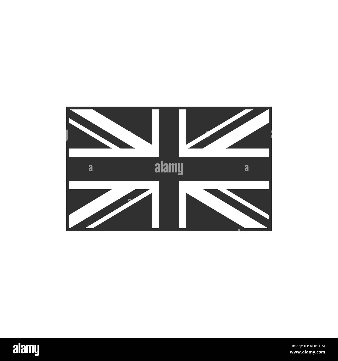 Großbritannien Flagge Symbol in schwarzer Umriss flache Bauform. Tag der Unabhängigkeit oder der nationalen Feiertag Konzept. Stock Vektor