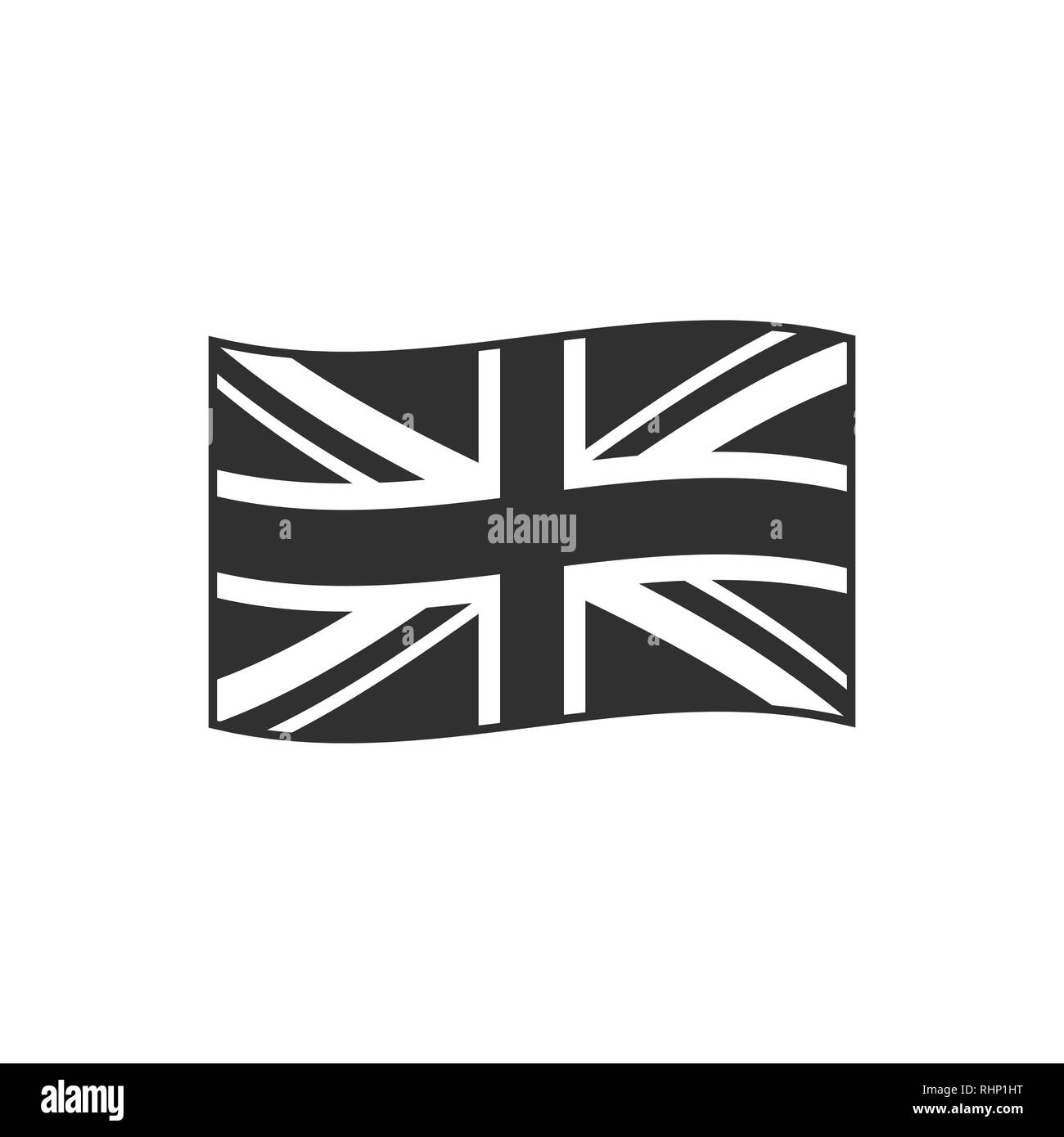 Großbritannien Flagge Symbol in schwarzer Umriss flache Bauform. Tag der Unabhängigkeit oder der nationalen Feiertag Konzept. Stock Vektor