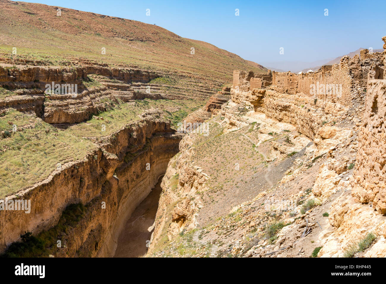 Die Wände der zerstörten Stadt von Mides, Tunesien und Mides Canyon Stockfoto