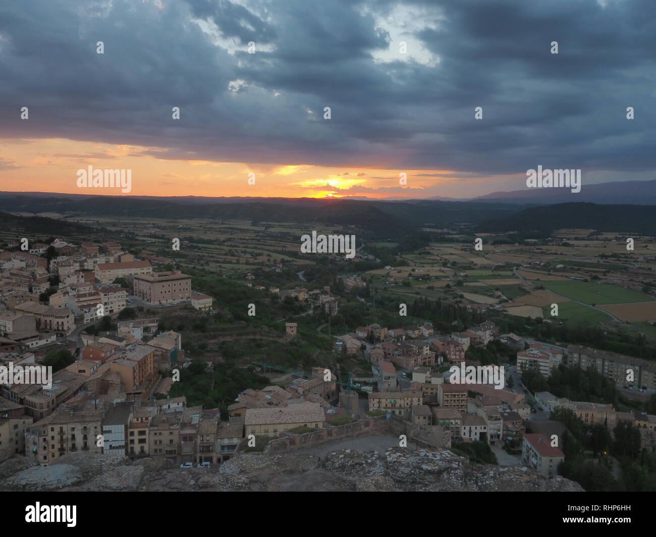 Sonnenuntergang von einem Parador Hotel in cardona Spanien Stockfoto