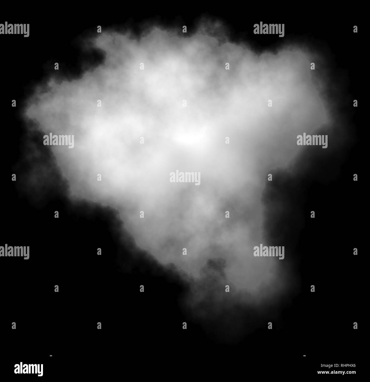Cloud-weiß, 1, auf schwarzen Hintergrund, 3D-Rendering Stockfoto
