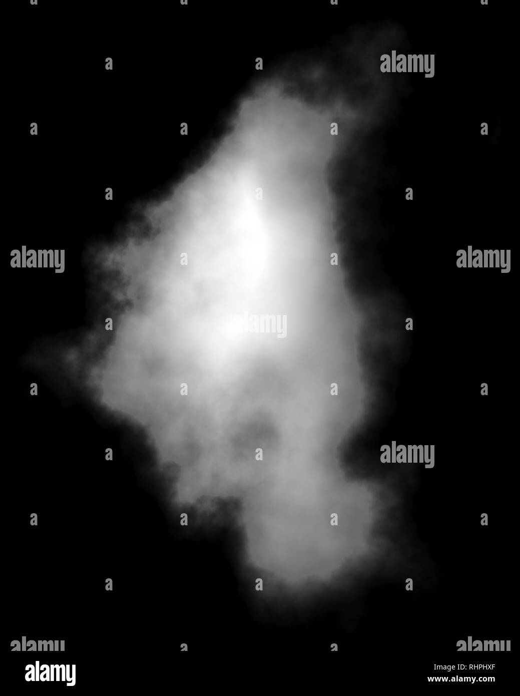 Cloud-weiß, 1, auf schwarzen Hintergrund, 3D-Rendering Stockfoto