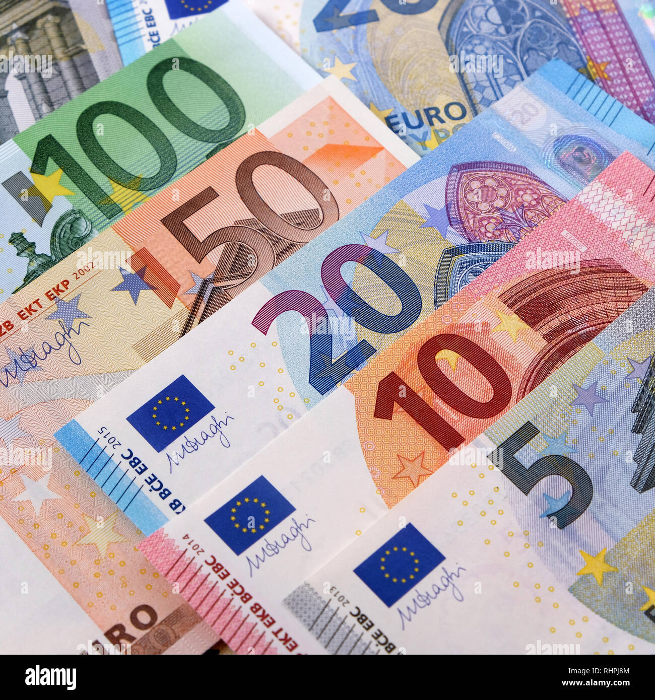 Verschiedene Euro Banknoten Stockfoto