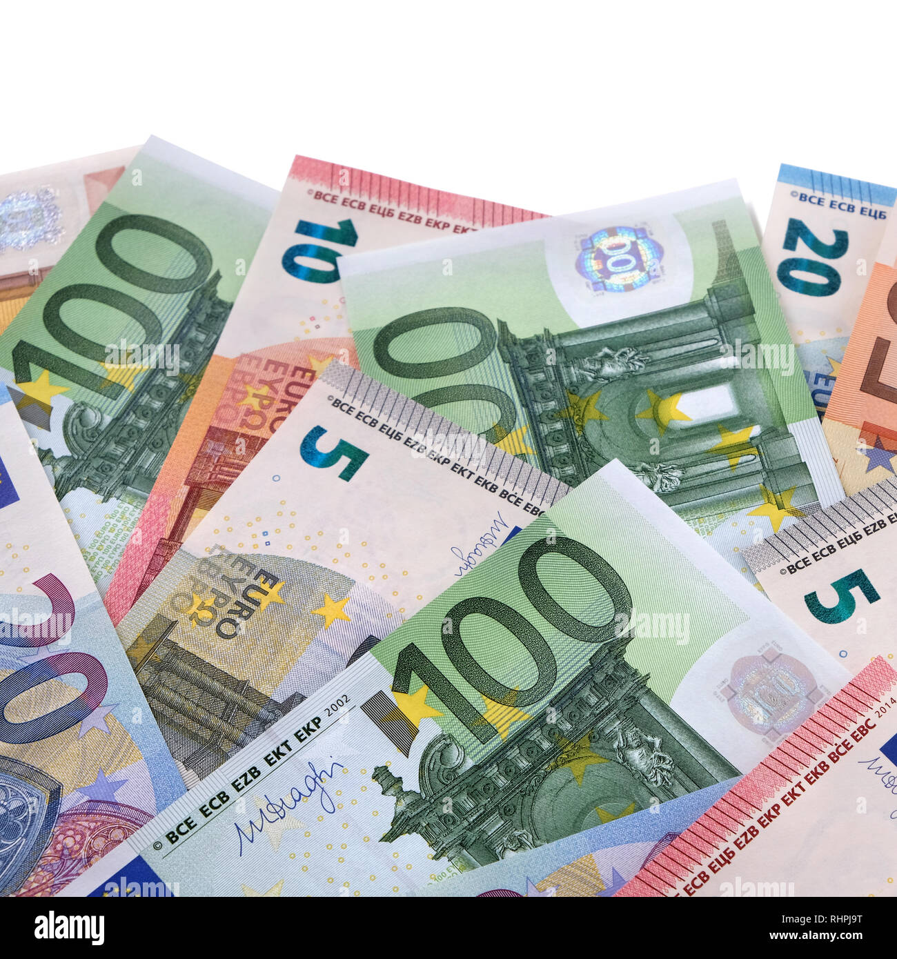 Grenze von verschiedenen Euro Rechnungen Stockfoto