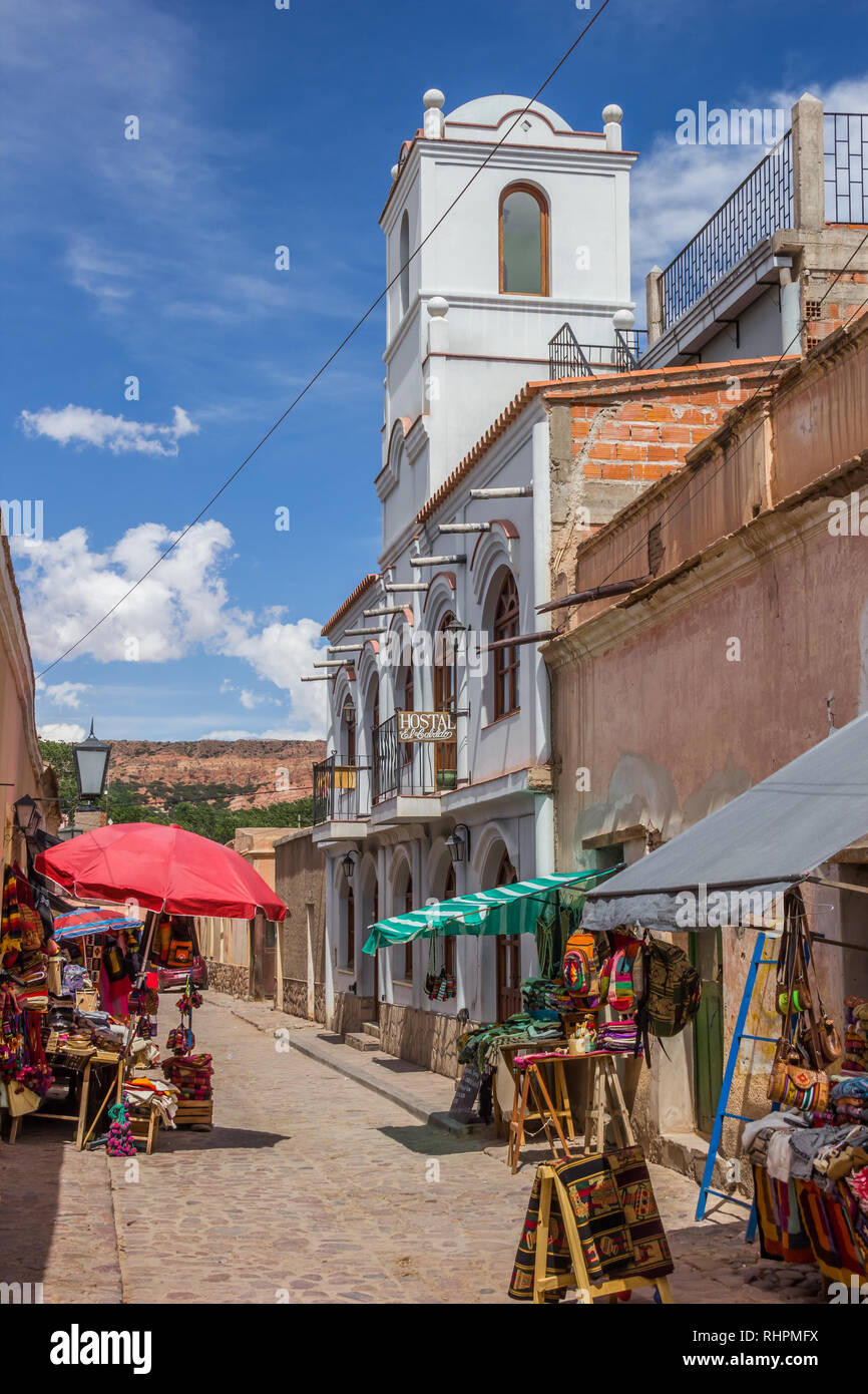 Straße mit Souvenirläden in Bonito Stockfoto
