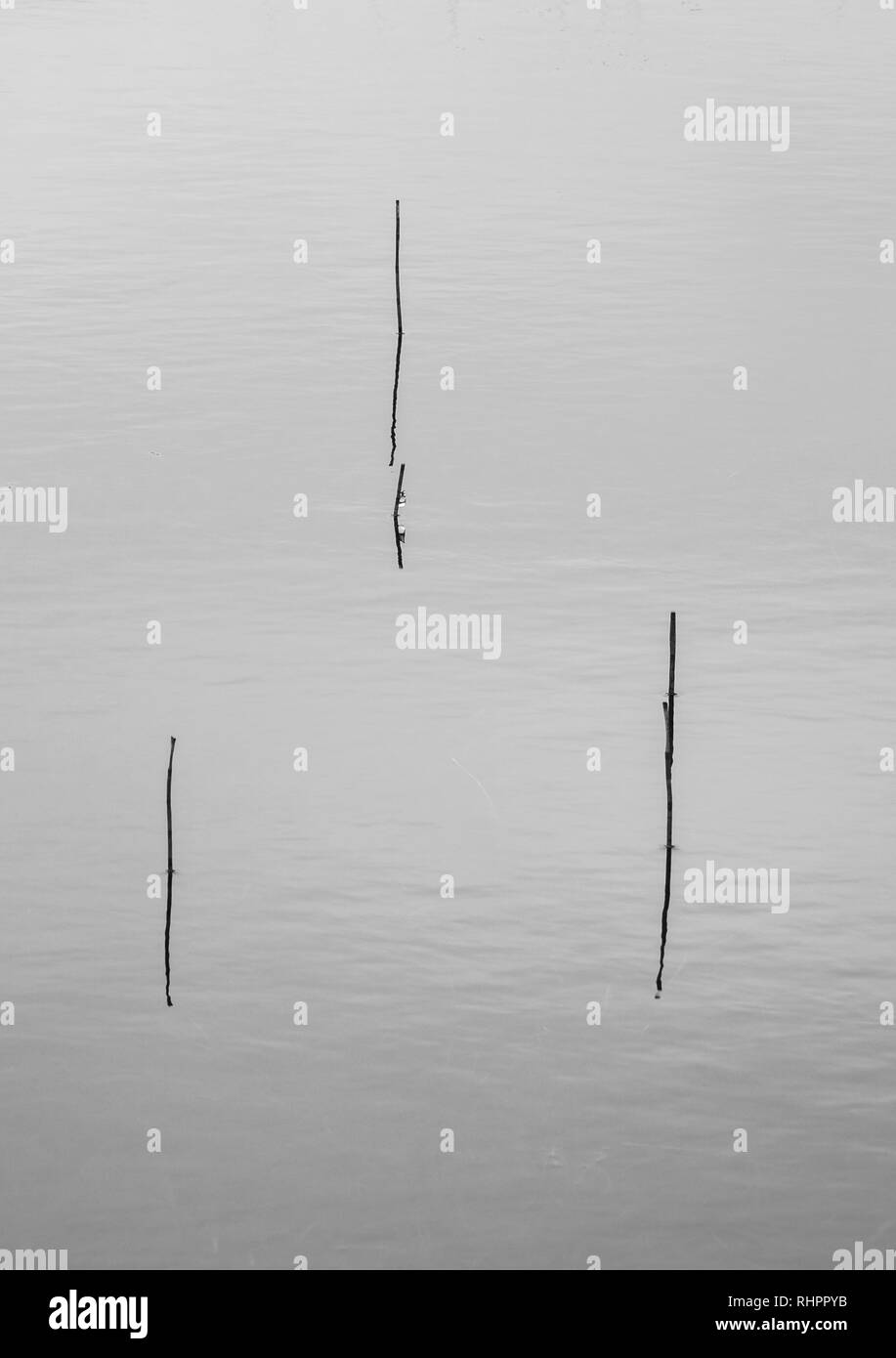Glencoe loch minimalistischen geschossen - Gras stammt aus Wasser Stockfoto