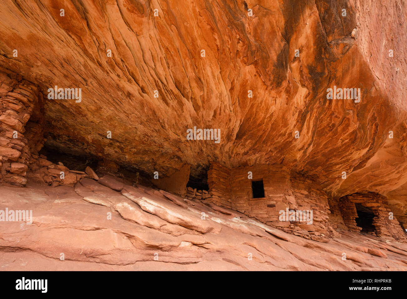 Haus in Brand, Mule Canyon, Cedar Mesa, Arizona Stockfoto