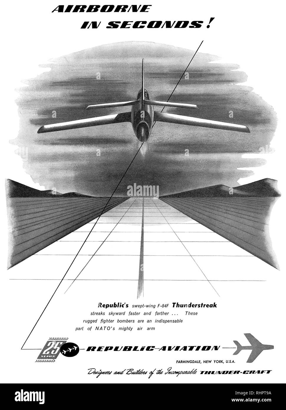 1956 britischen Werbung für Republik Luftfahrt. Stockfoto