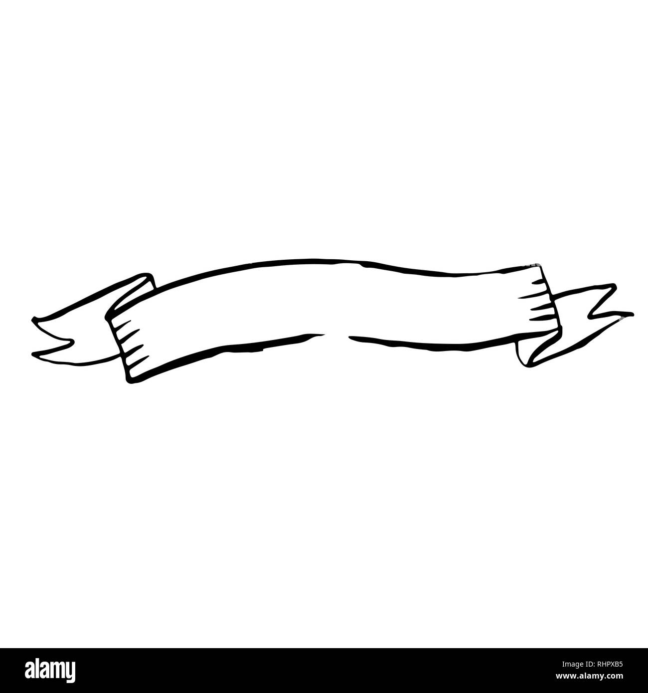 Handdrawn ribbon grunge Banner. Tinte Vector Illustration. Stock Vektor