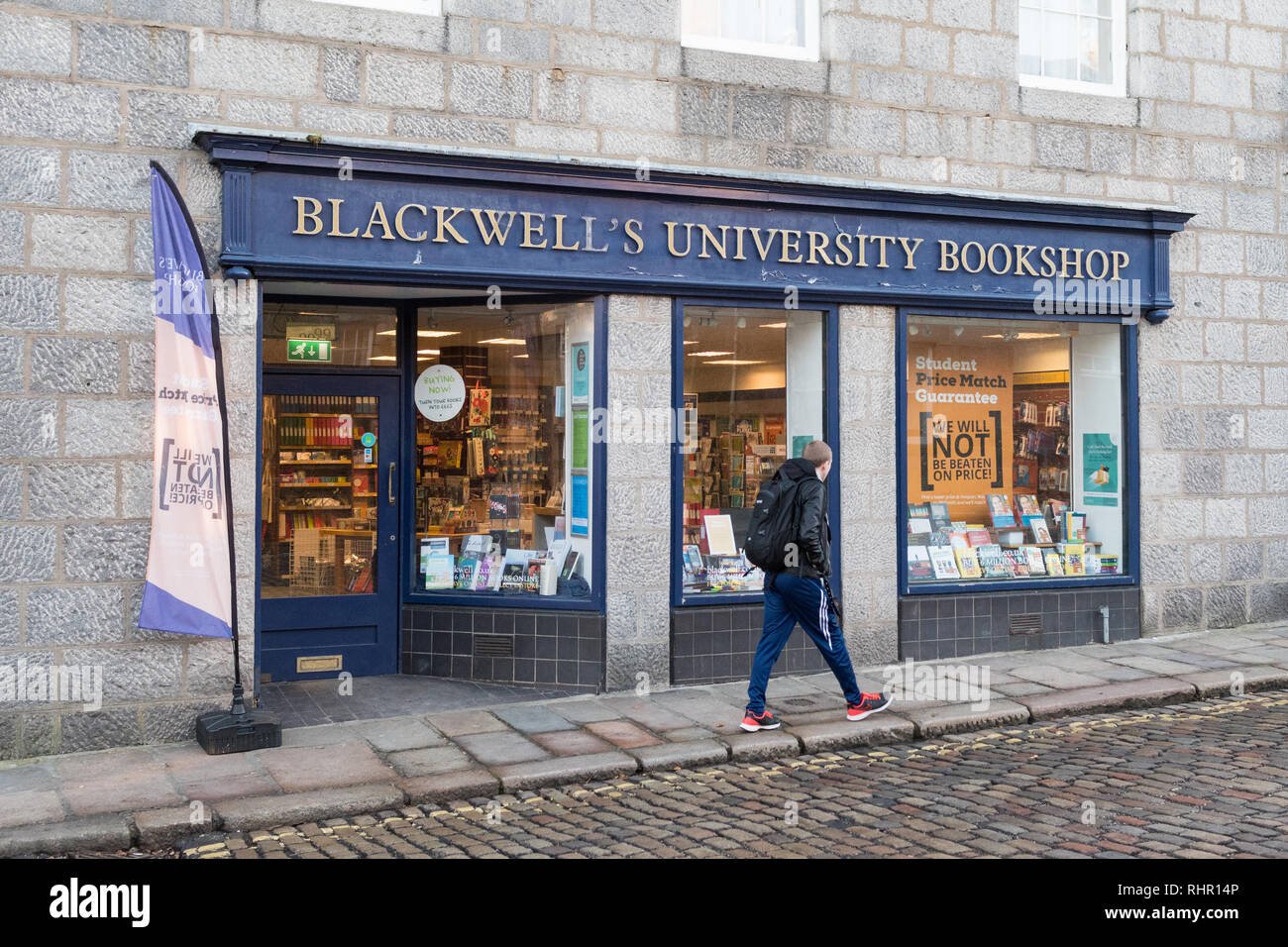 Blackwell's University Bookshop, Universität Aberdeen, High Street, Old Aberdeen, Schottland, Großbritannien Stockfoto