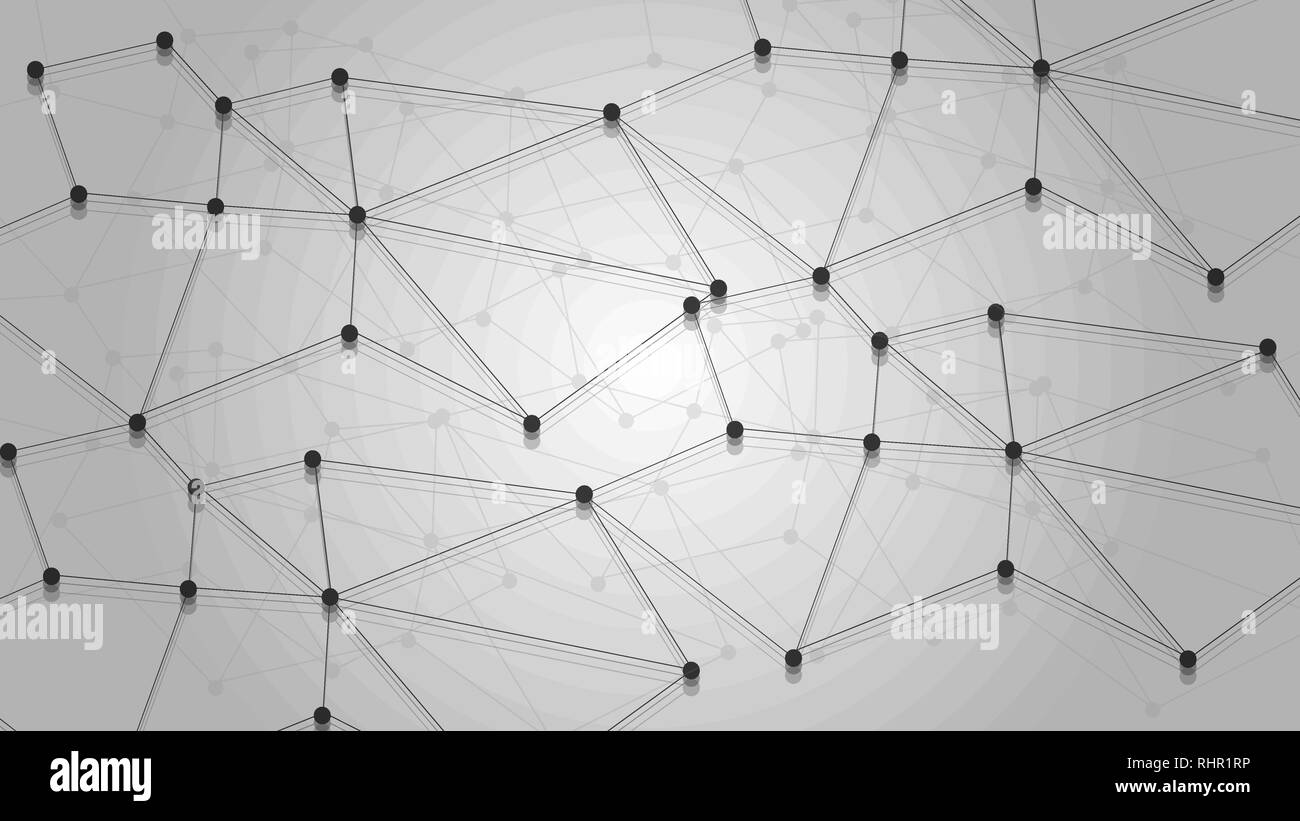 Globales Netzwerk Verbindungen mit Punkte und Linien. Drahtmodell der Grossen, Datenanalyse, Molekülstruktur. Stock Vektor