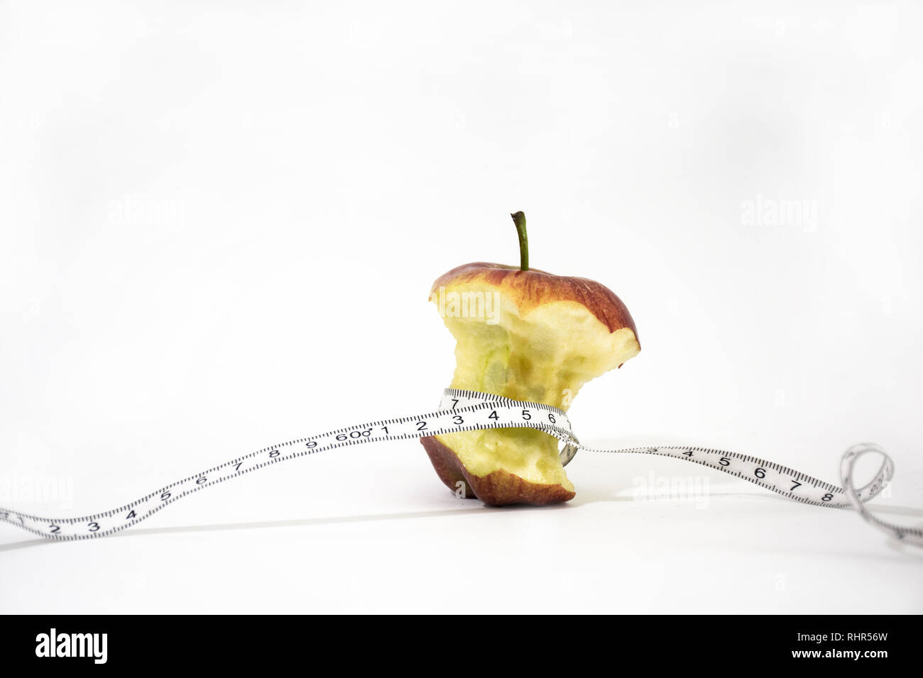 Faulen Apfel mit Zähler erklärt der Anorexia nervosa Konzept Stockfoto