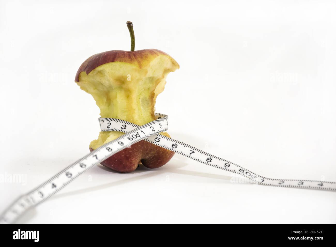 Faulen Apfel mit Zähler erklärt der Anorexia nervosa Konzept Stockfoto