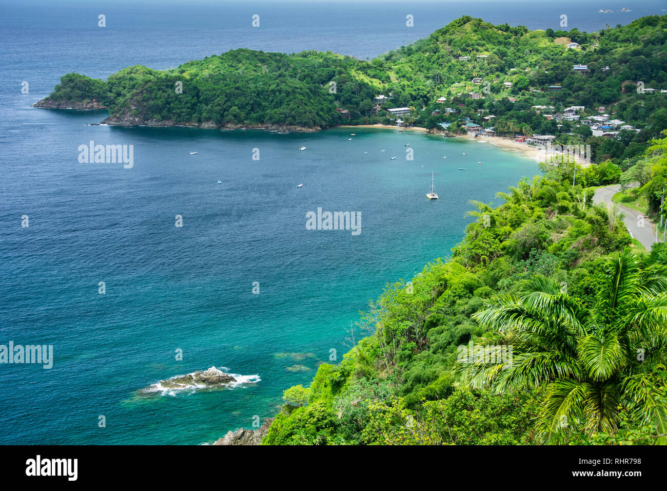 Castara Bay an der Nordküste der Insel Tobago, Trinidad und Tobago. Stockfoto