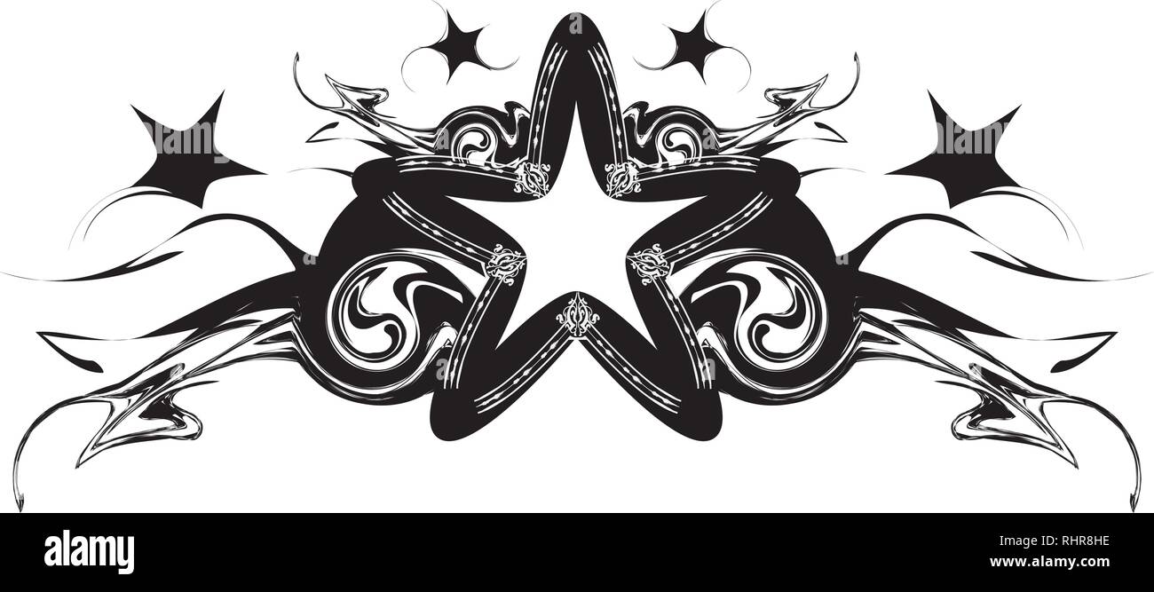 Star Kunst, Schwarze und Weiße, Silhouette, abstrakte Stern, Stilisierten Stern Stock Vektor