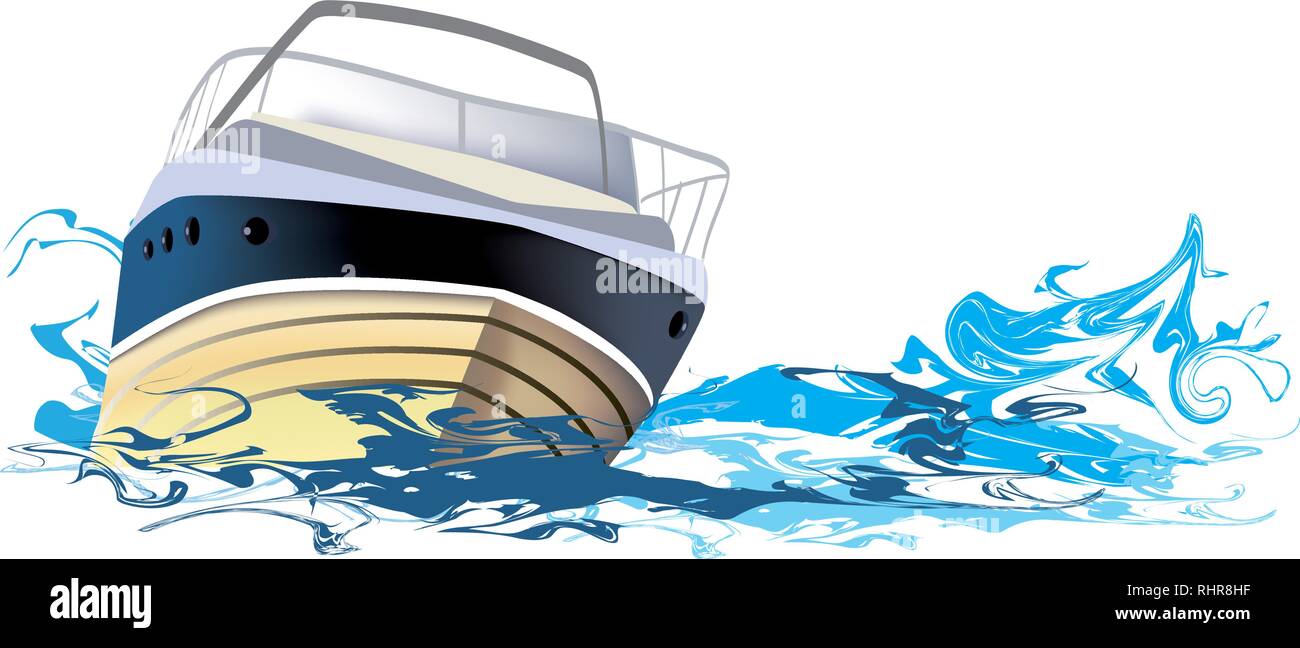 Schiff auf dem Meer, Boot auf dem Fluss, weißer Hintergrund Stock Vektor Schiff auf dem Meer, Boot auf dem Fluss, weißer Hintergrund Stock Vektor