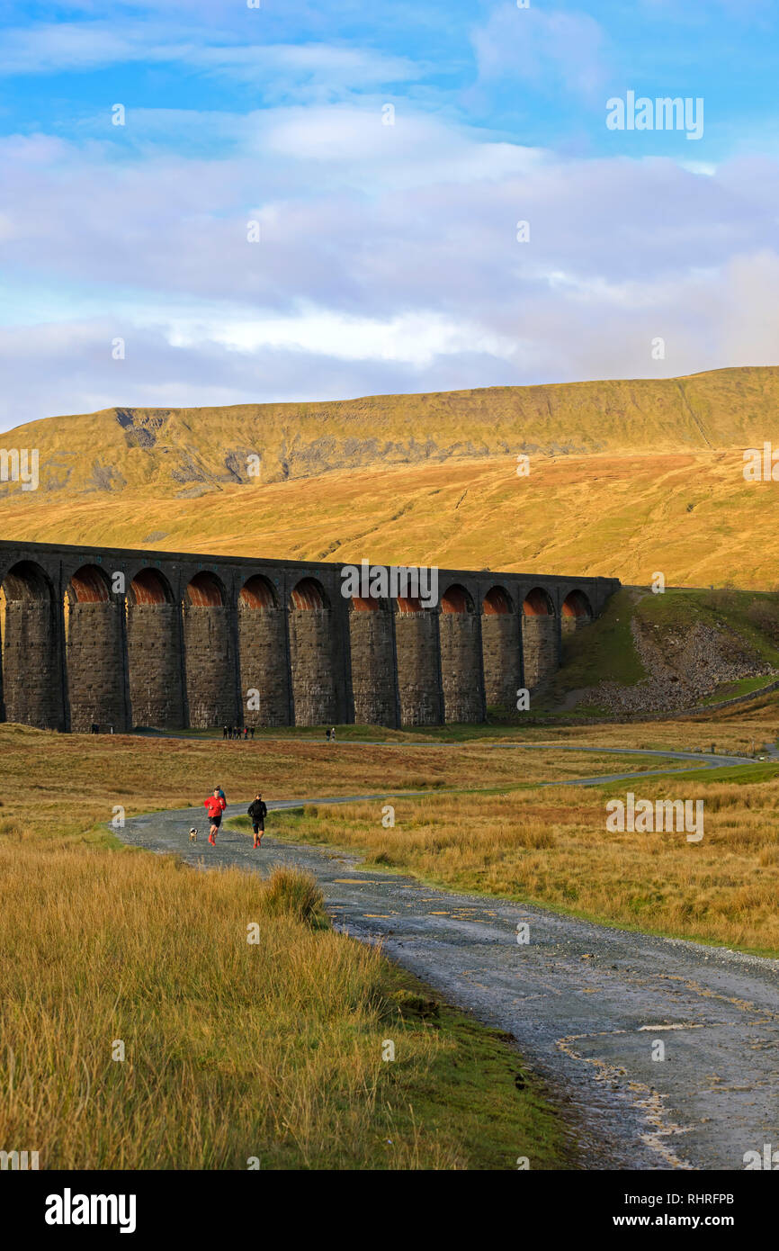 Ribblehead Viadukt im späten Herbst, North Yorkshire Stockfoto
