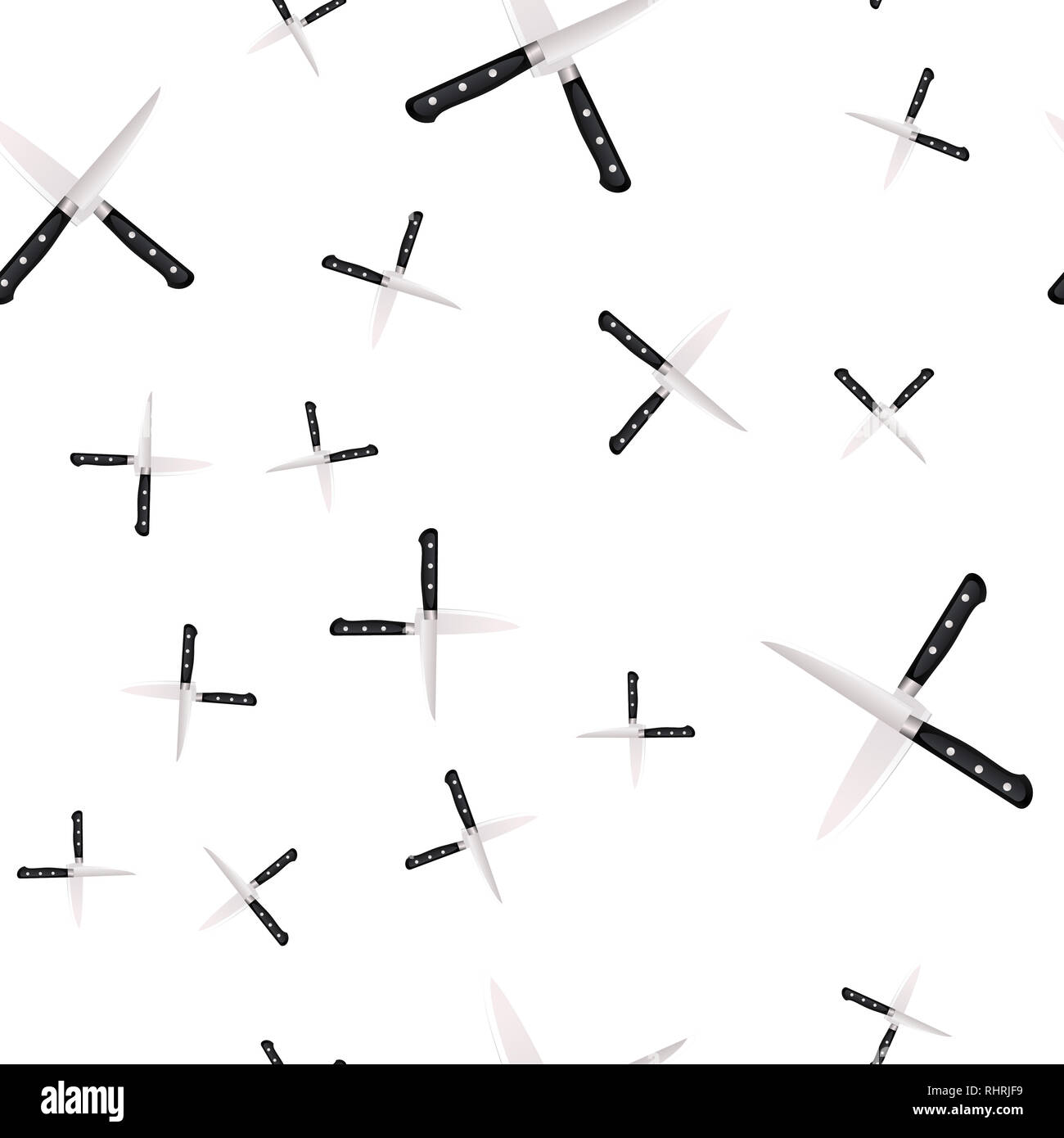 Nahtlose Muster der Küche Messer auf einem weißen Hintergrund. Illustration in 3D-Stil Stockfoto