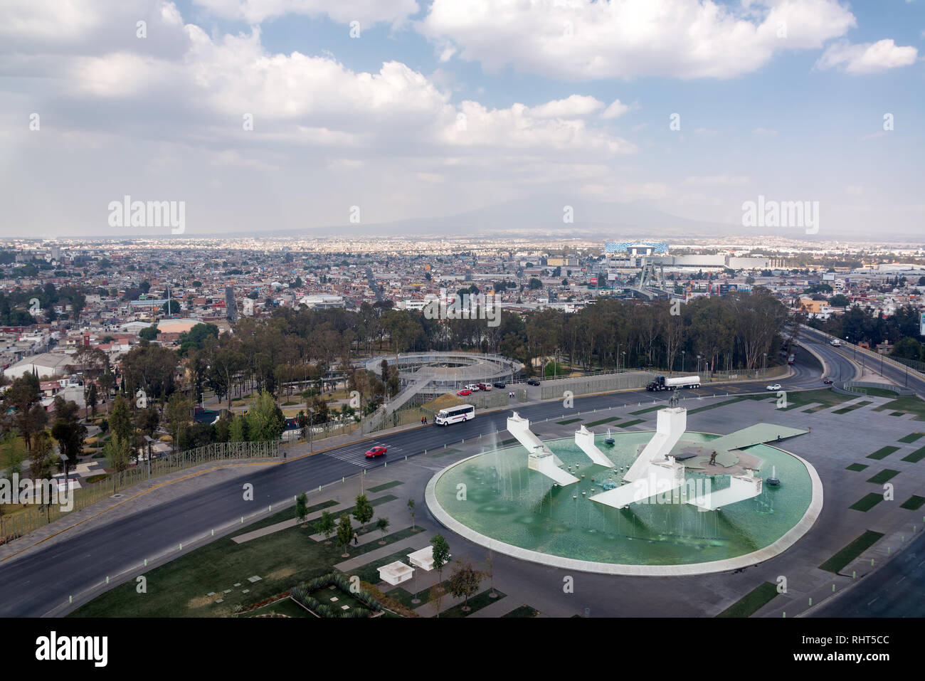 PUEBLA, Mexiko - März 2: Luftaufnahme eines Denkmals für Allgemeine Zaragoza in Puebla, Mexiko am 2. März 2017 Stockfoto