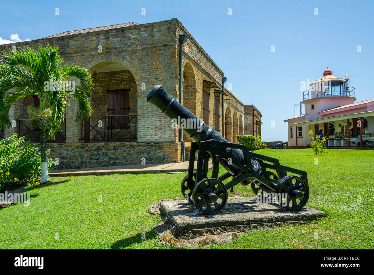Das historische Fort King George auf der Insel Tobago, Trinidad und Tobago. Stockfoto