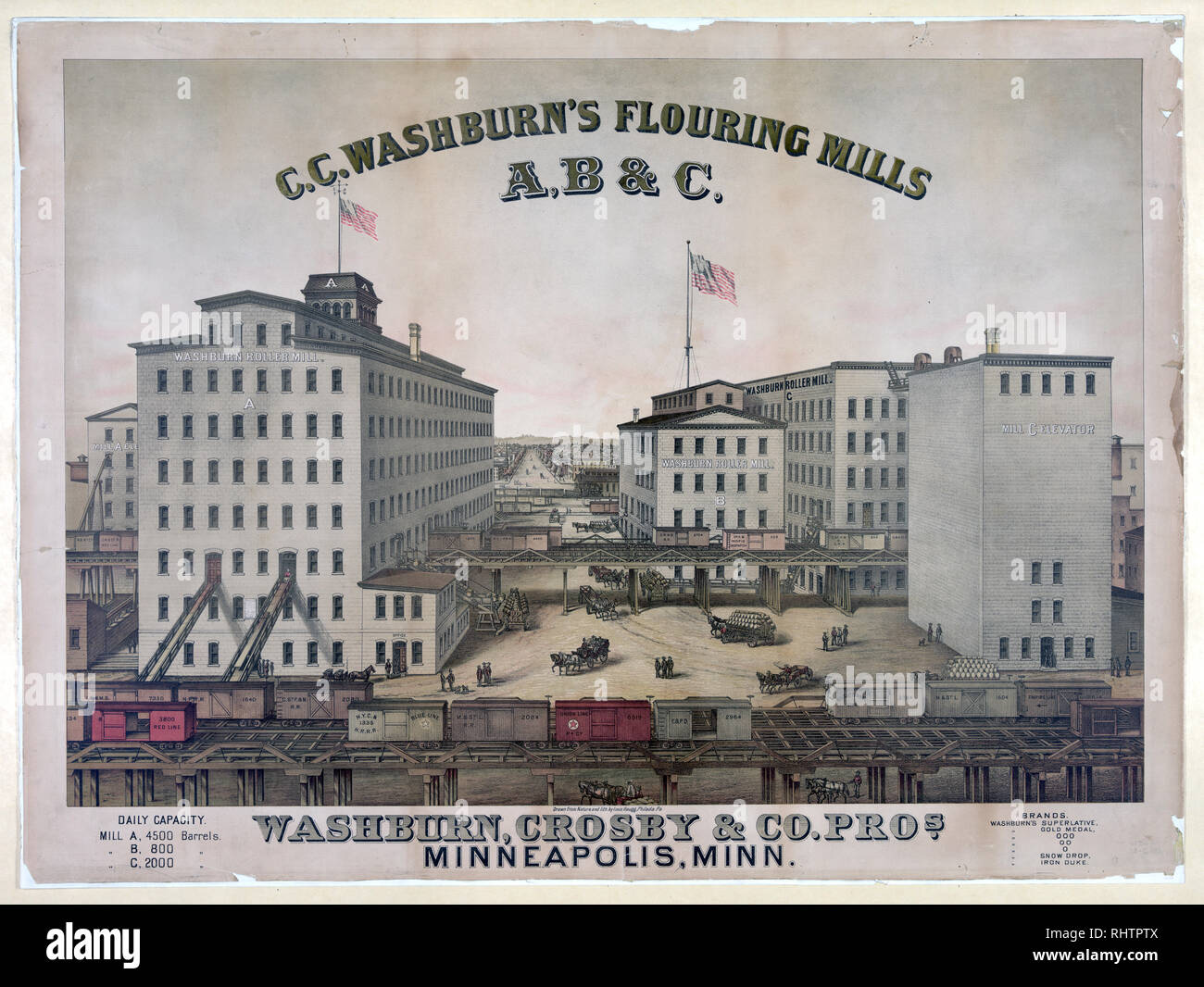 C.C. Washburn's flouring Mühlen drucken Stockfoto