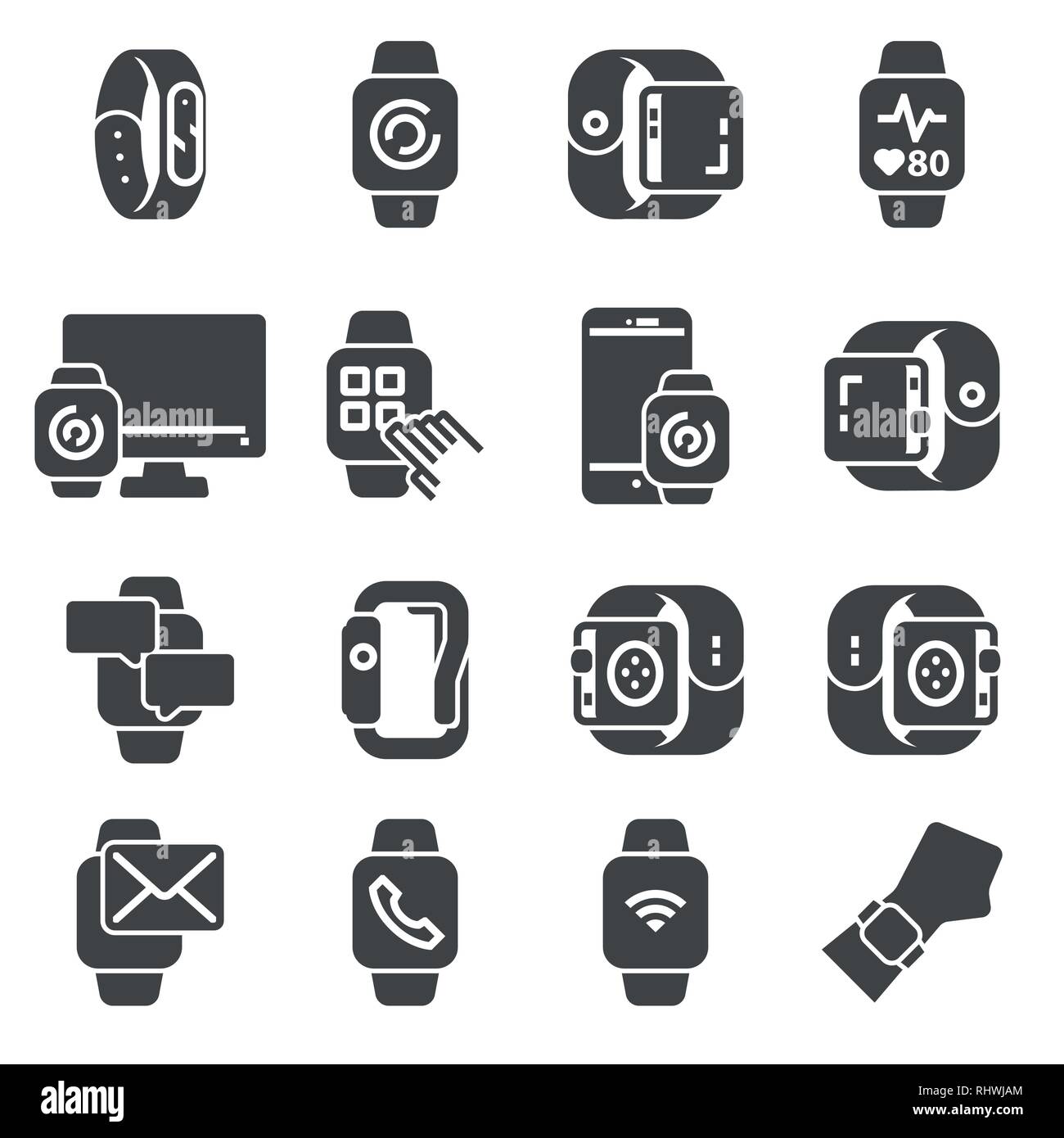 Smart watch Symbole gesetzt. Vector Illustration Stock Vektor