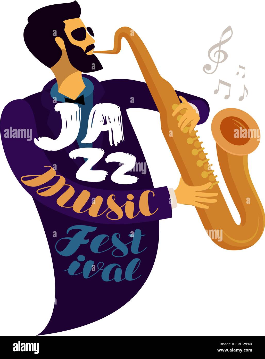 Jazz Festival. Live Musik, Jive, Konzert Konzept. Vector Illustration Stock Vektor