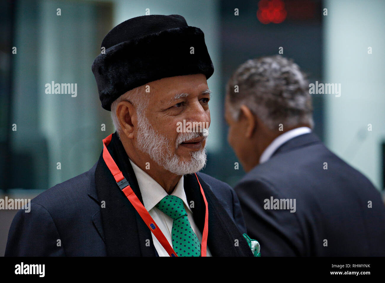 Brüssel, Belgien. 4. Feb. 2019. Omanischen Außenminister Yusuf Bin Alawi bin Abdullah besucht im 5. EU-Liga der Arabischen Staaten (LAS) Ministertreffen. Alexandros Michailidis/Alamy leben Nachrichten Stockfoto