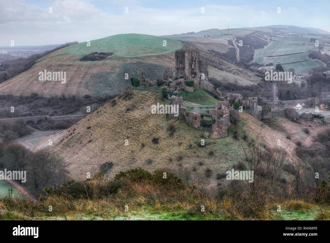 Corfe Castle, Dorset, England, Vereinigtes Königreich Stockfoto