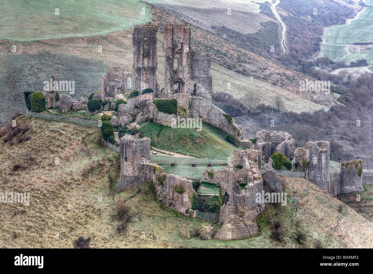 Corfe Castle, Dorset, England, Vereinigtes Königreich Stockfoto